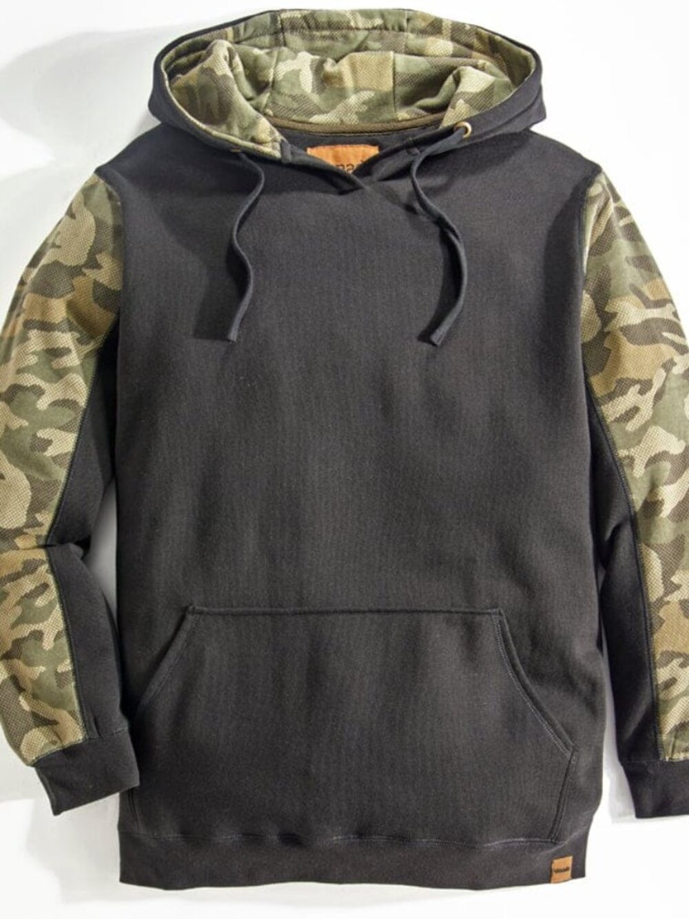 Heavyweight Hoodie V-Neck Opening - Black & Camo | 2XL
